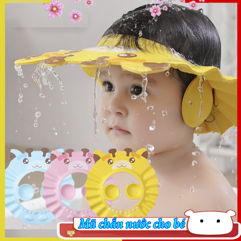 Mũ chắn nước tắm gội cho bé tránh nước vào tai và mắt ,có thể điều chỉnh kích cỡ