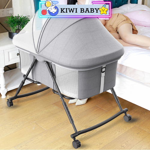 Nôi cũi vải cho bé sơ sinh khung nôi thiết kế chắc chắn . Nôi ru ngủ em bé. Nôi cho bé sơ sinh có đai và gối chống trào ngược-KIMIBABY
