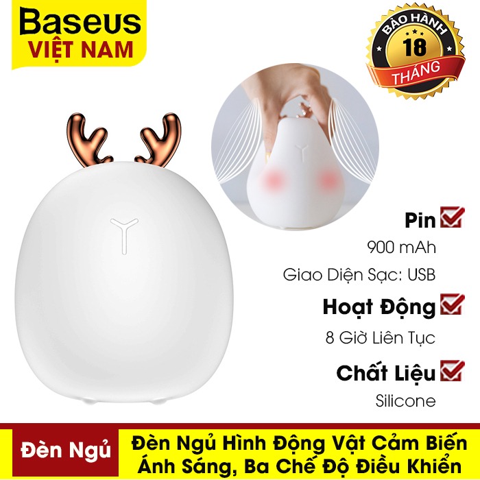 Đèn ngủ hình động vật cảm biến ánh sáng, 3 chế độ điều khiển - Thương Hiệu Baseus - Phân phối bởi Baseus Vietnam