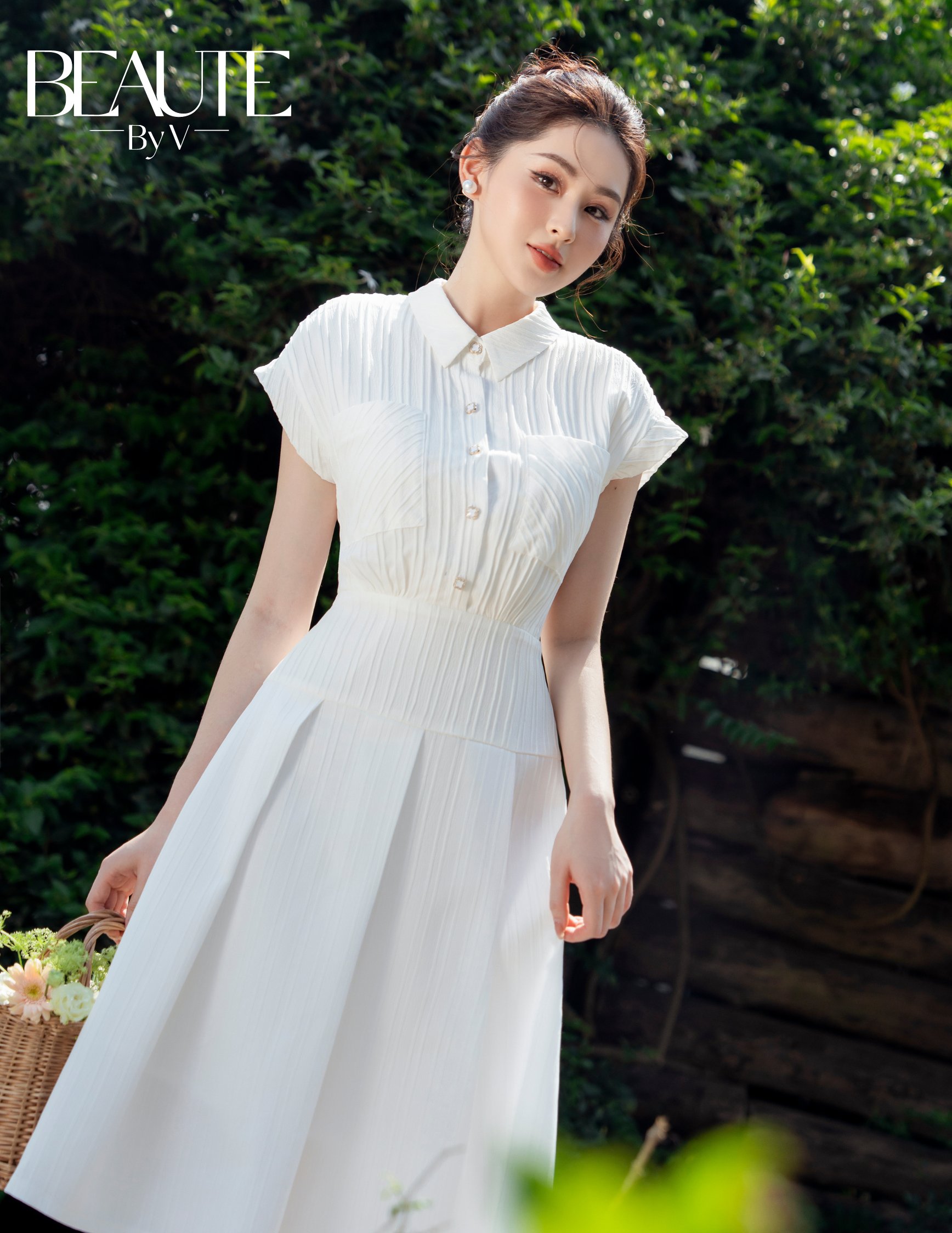 Beautebyv - váy cổ đức vai chờm celina