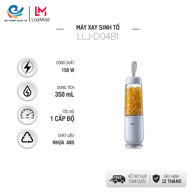 Máy xay sinh tố mini cầm tay đa năng bear llj-d04b1 -hàng chính hãng - bh 18 tháng
