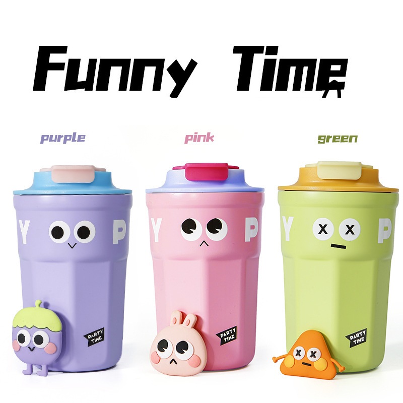 Ly giữ nhiêt EMOJI inox 316 xịn 400ml phiên bản quốc tế kèm sticker - ly uống trà - binh giư nhiet inox - ly giu nhiet inox -