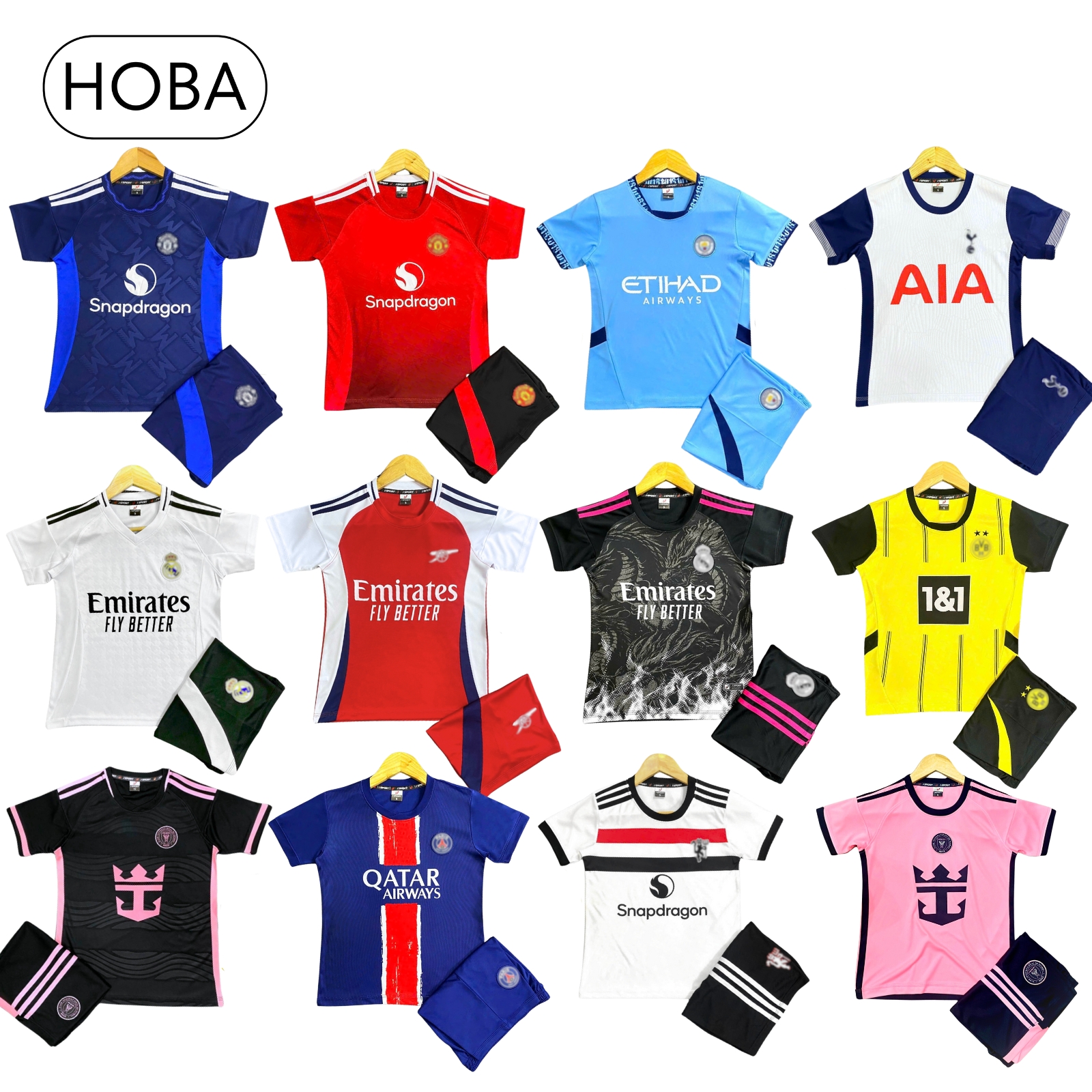 Bộ quần áo bóng đá trẻ em đồ đá banh trẻ em các câu lạc bộ mùa mới 2024 2025 vải thun lạnh TEJP
