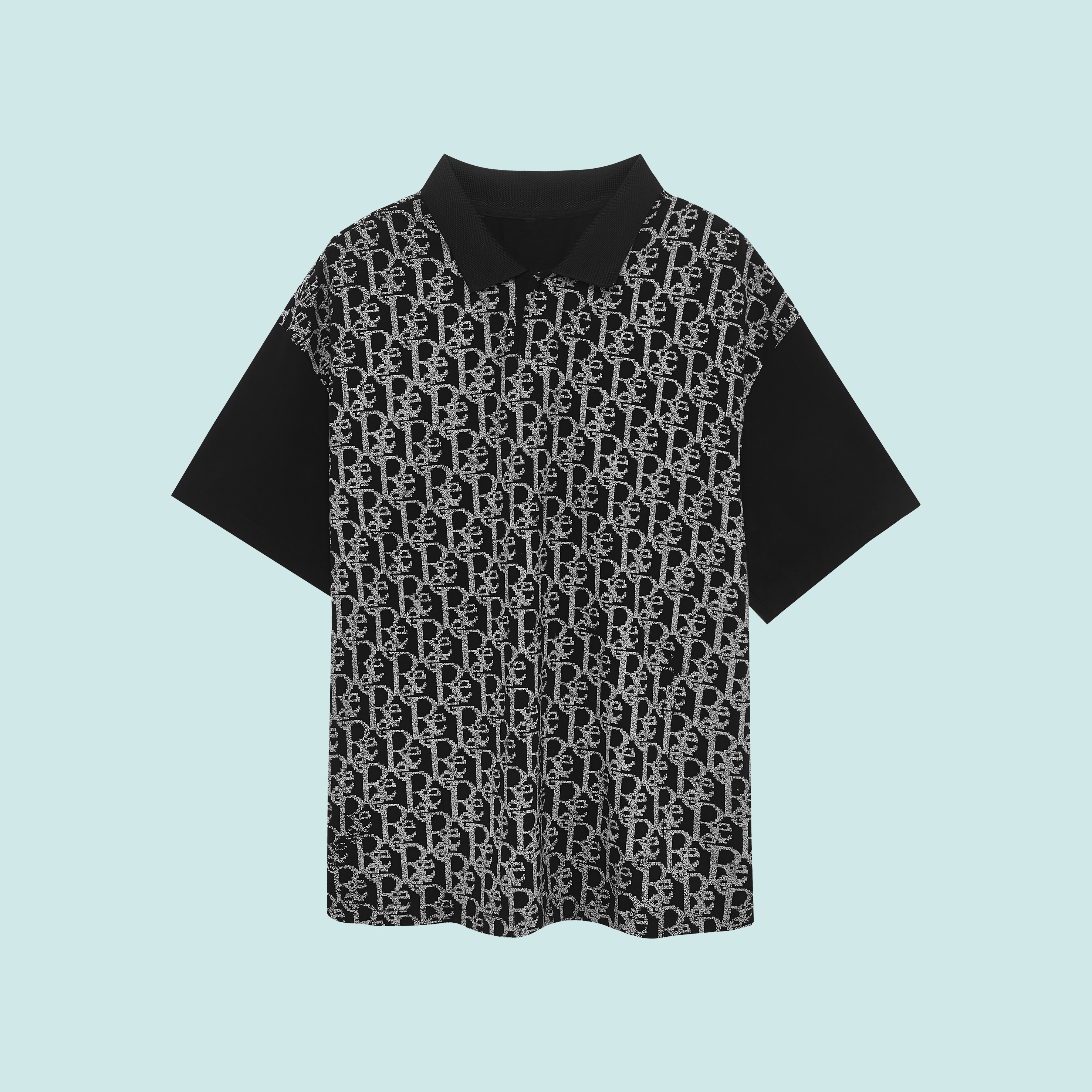 Local brand ree - áo polo hoạ tiết monogram pixel màu đen