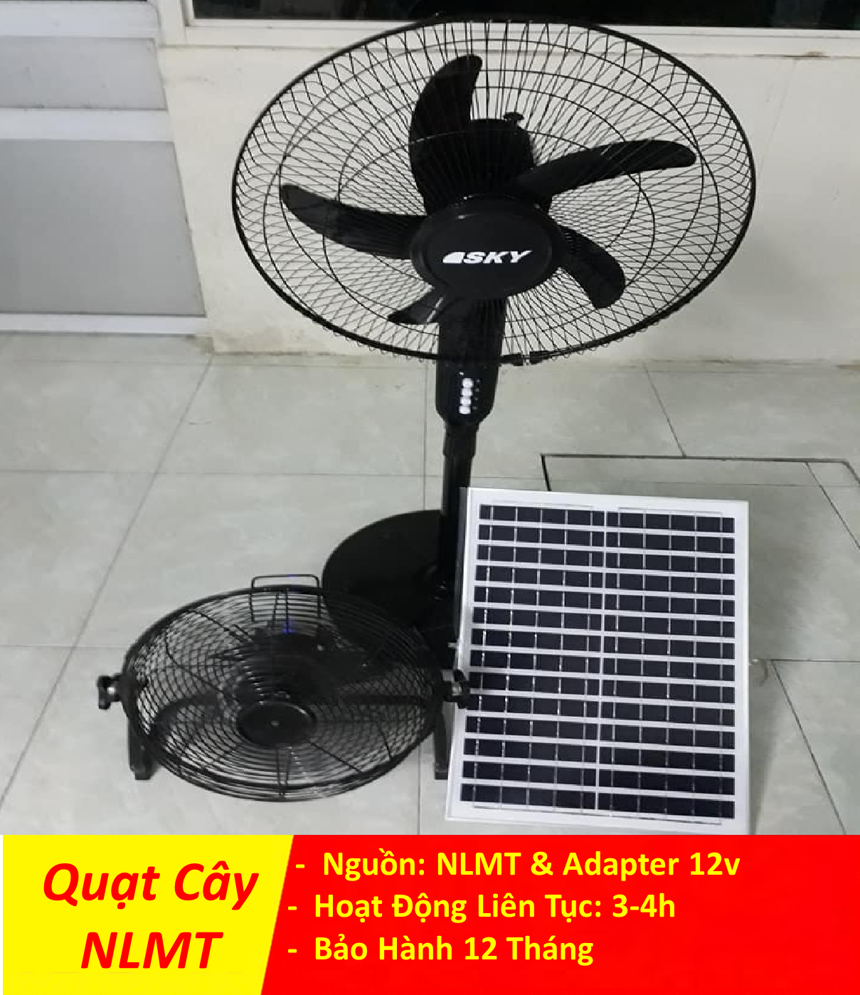 Quạt tích điện năng lượng mặt trời 2 trong 1