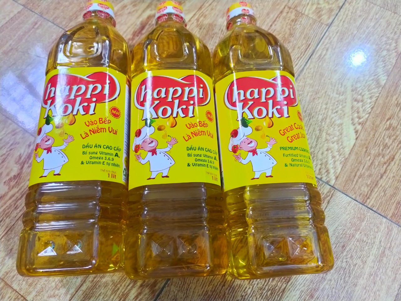 Combo 3 dầu ăn happi koki 1 lít hoặc 3 chai dầu ăn nakydaco 1 lít