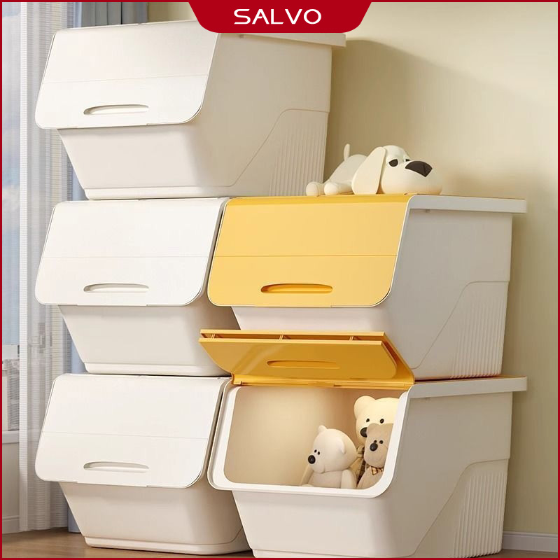 SALVO Hộp Đựng quần áo Nắp Lật Thùng Đựng Đồ Chơi Thùng Nhựa Có Nắp Tủ đồ dung tích lớn Đa Năng