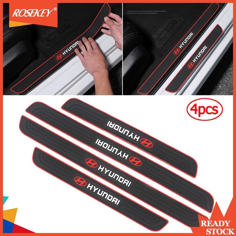 Bộ 4 Miếng Nẹp Bước Chân Bằng Cao Su Chống Trơn Trượt - Miếng Dán Chống Trầy Xước Bậc Cửa Lên Xuống Ô Tô - Đủ Các Hãng