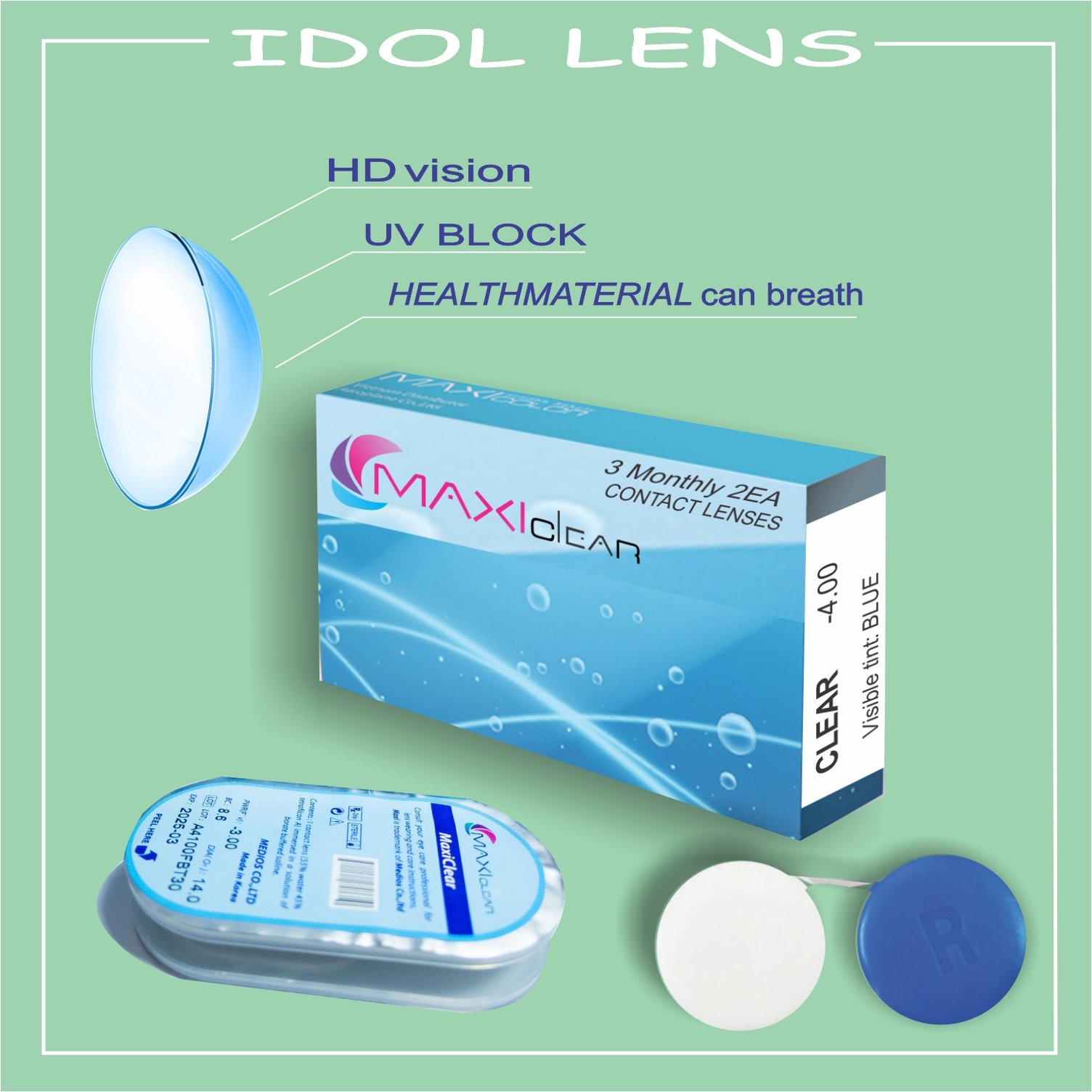 [HCM][Một Cặp] Kính Áp Tròng 3 Tháng Lens Mắt Cận không màu MAXICLEAR Hàn Quốc 14.0mm [TẶNG KÈM KHAY]