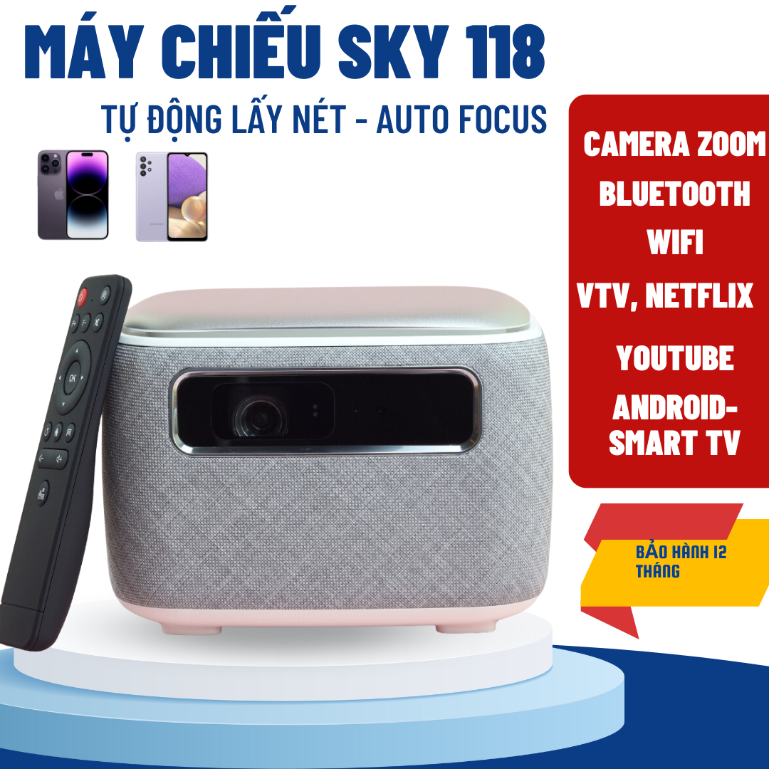 Máy Chiếu Mini KAW-SKY118, Máy Chiếu Cao Cấp, Độ Sáng Cao, Dung Lương Pin Khủng, Độ Phân Dải 4K, Auto Focus, Bảo Hành 12 Tháng Giá 14,210,000 Đồng*Miễn phí vận chuyển