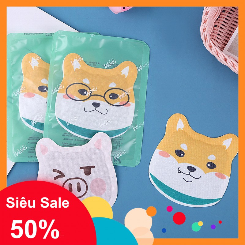 Combo 10 miếng dán hạ nhiệt cho bé hình thú 15.5x12cm