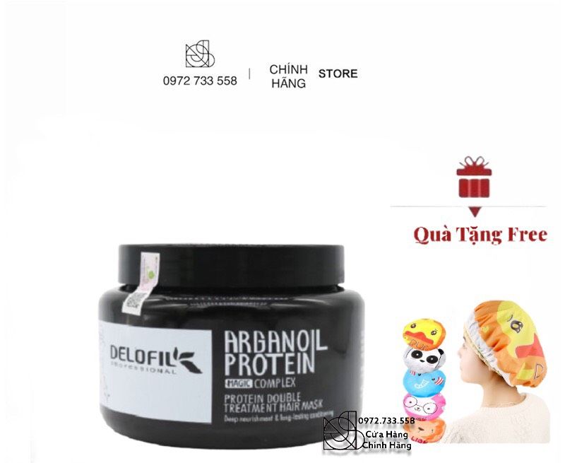 Tặng mũ ủ - kem ủ tóc delofil arganoil protein dạng hũ 500ml