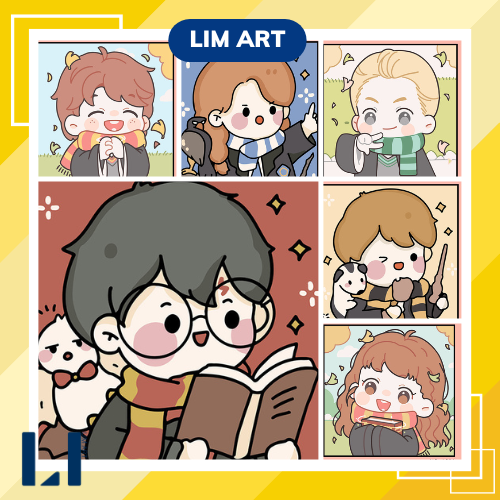 Tranh số hóa có khung Harry Potter size 20x20 - Tranh tô màu theo số size nhỏ