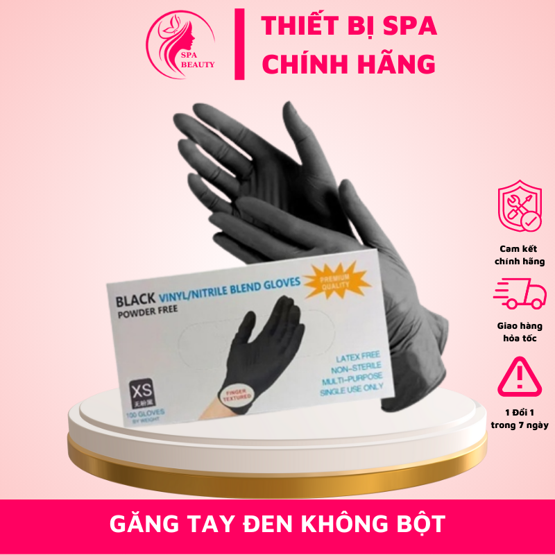 Hộp 50 đôi găng tay đen không bột | Găng tay không bột