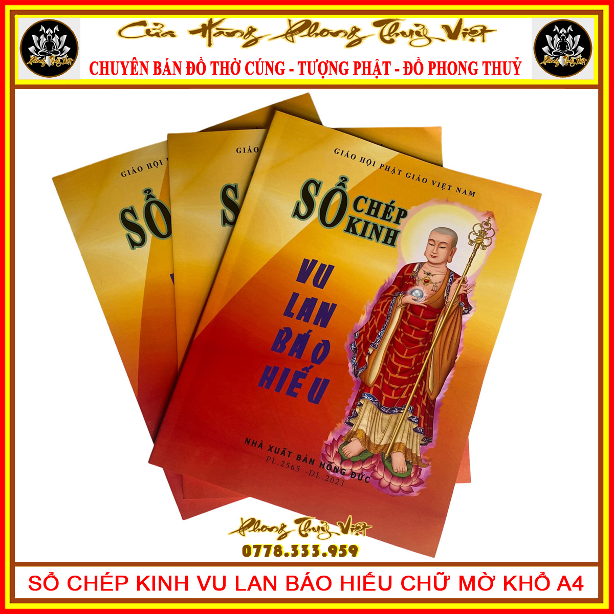 Vở chép tay kinh vu lan và báo hiếu chữ in mờ khổ a4