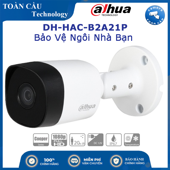 Camera hdcvi hồng ngoại 2.0 megapixel dahua dh-hac-b2a21p - camera toàn cầu