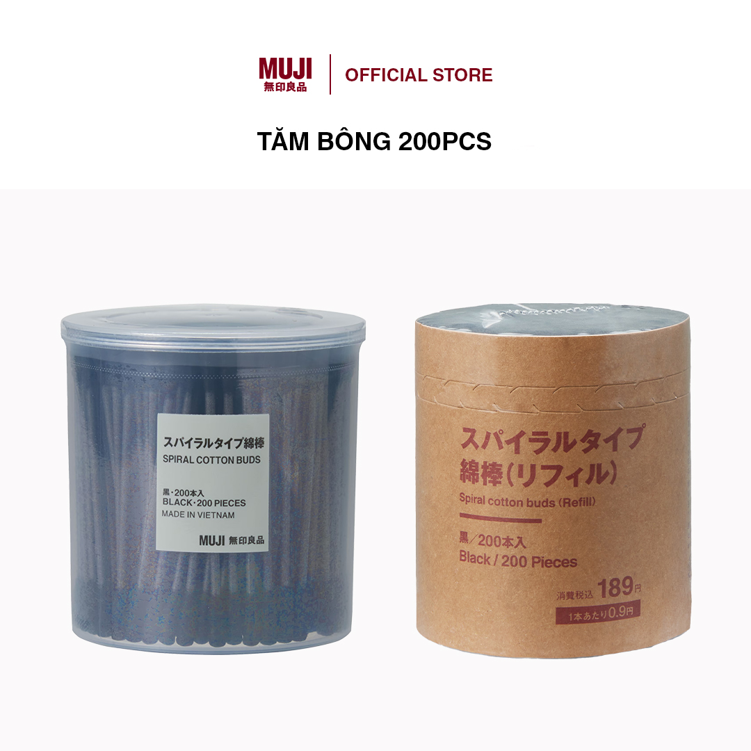 Tăm bông 200pcs - đen muji