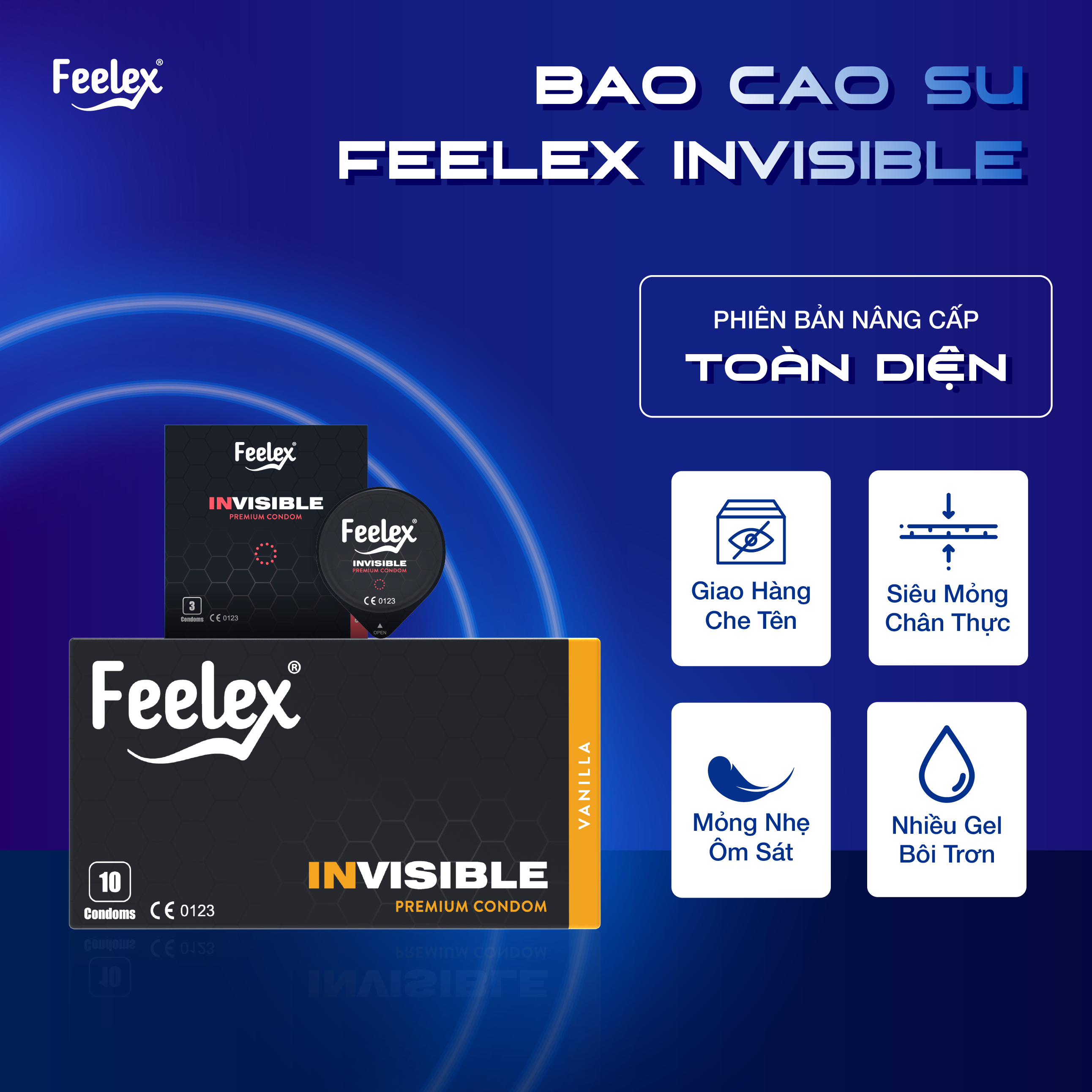  Bao Cao Su Feelex Siêu mỏng gân gai kéo dài thời gian truyền nhiệt 