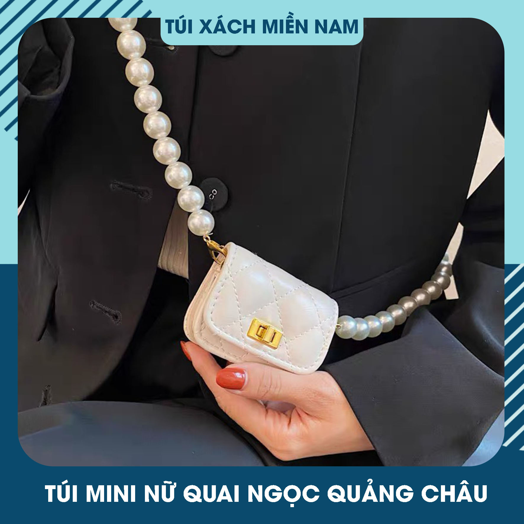 Túi mini đeo chéo nữ quai ngọc Quảng Châu đẹp đi chơi cao cấp dễ thương nhỏ gọn HT139