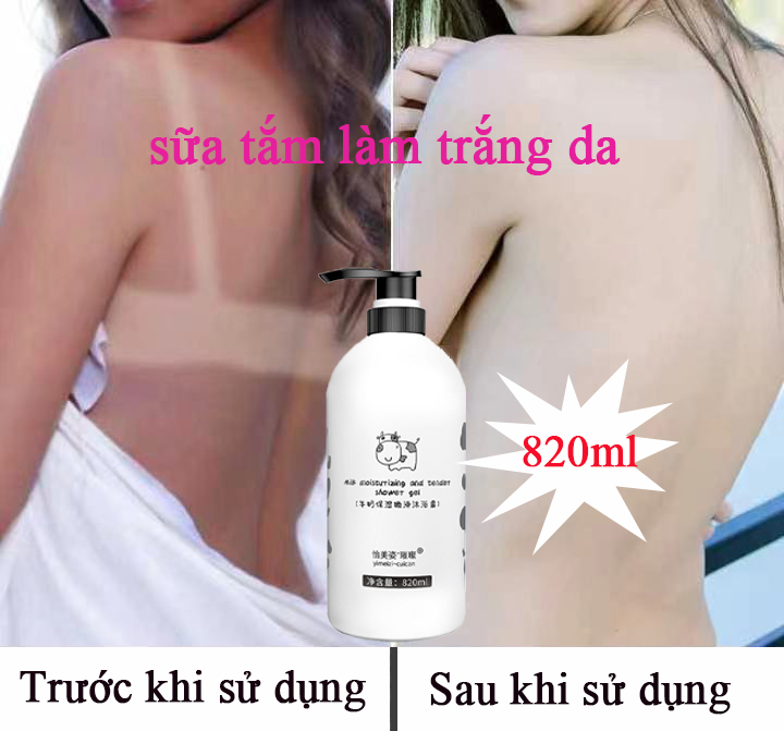 Sữa tắm sữa bò dưỡng ẩm làm sạch sâu làm trắng da nhanh trẻ hóa làn da dưỡng ẩm sảng khoái Sữa tắm nước hoa 820ml