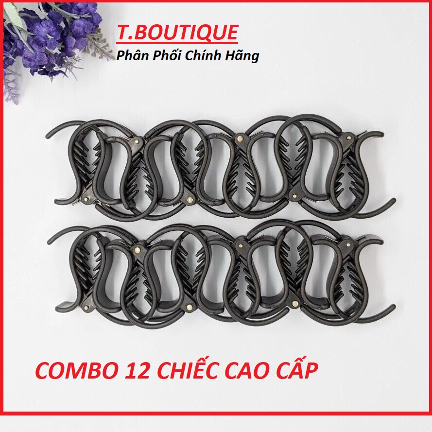 Combo 12 kẹp tóc càng cua màu nhám Đen dẻo bẻ không gẫy