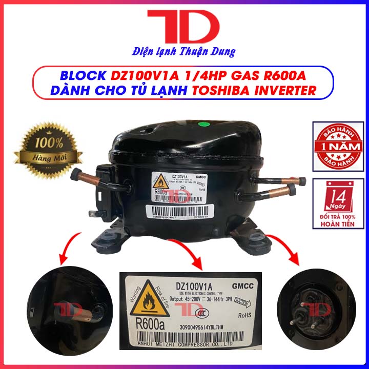 Block tủ lạnh dành cho tủ toshiba inverter, mới 100% sử dụng gas lạnh r600a,lốc lạnh 1/4hp, điện lạnh thuận dung