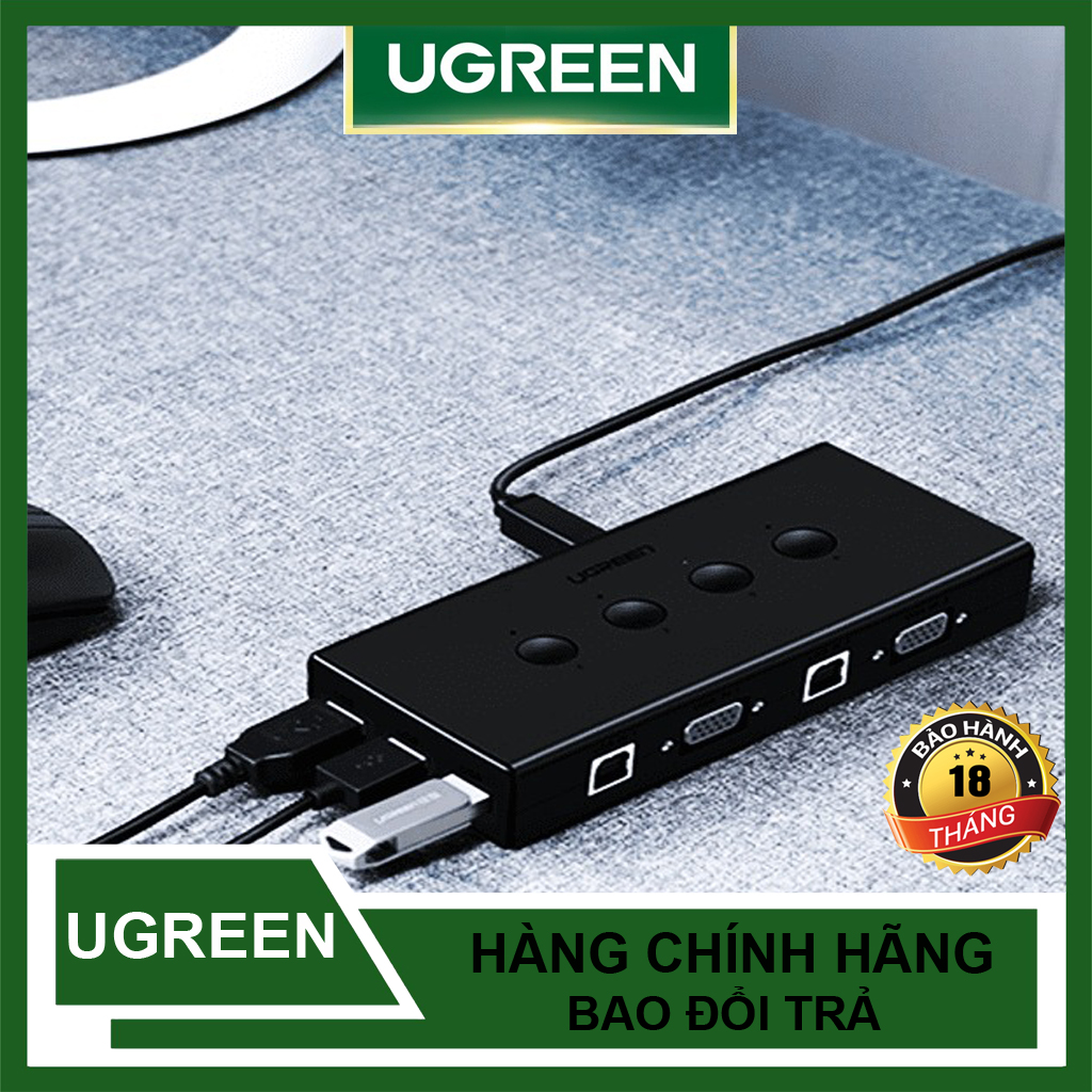 Kvm switch 4 port usb - thiết bị 4 máy tính dùng 1 màn hình ugreen 50280 cao cấp