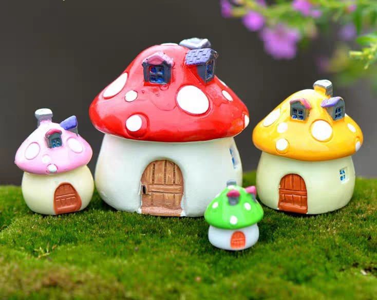 Set 02 mô hình ngôi nhà nấm trang trí tiểu cảnh terrarium kích thước nhỡ và nhỏ M2008