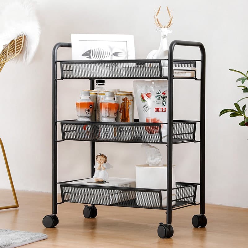 Kệ để đồ khay mắt lưới 3 tầng, kệ XE ĐẨY SPA đa năng bằng thép cacbon sơn tĩnh điện
