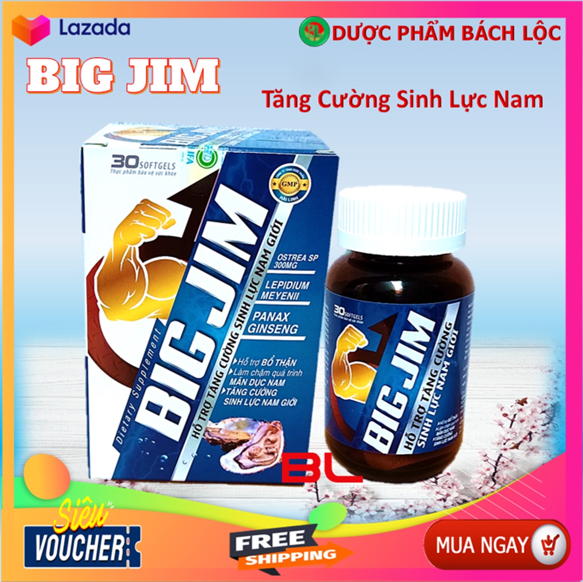 Tinh chất Hàu Biển Ostrea sp Big Jim - Giúp bổ thận, tráng dương, tăng cường sinh lý- Hộp 30 viên