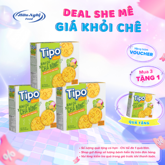 Bánh quy rau củ chà bông Tipo 265g Hữu Nghị dinh dưỡng, ngon giòn, ăn vặt tiện lợi