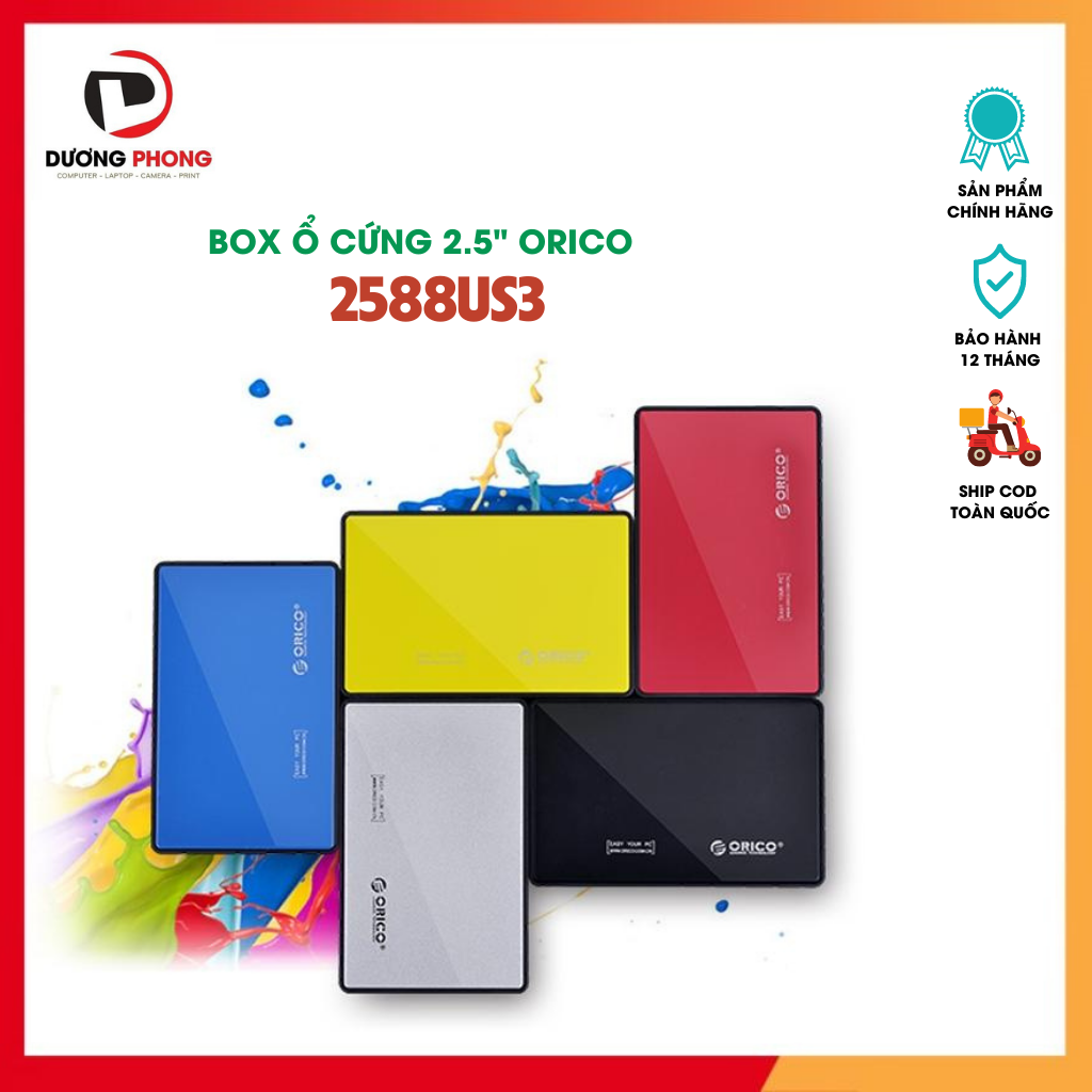 Box ổ cứng 2.5" orico 2588us3-bk sata 3.0 hộp đựng ổ cứng 2.5" chính hãng bảo hành 24 tháng