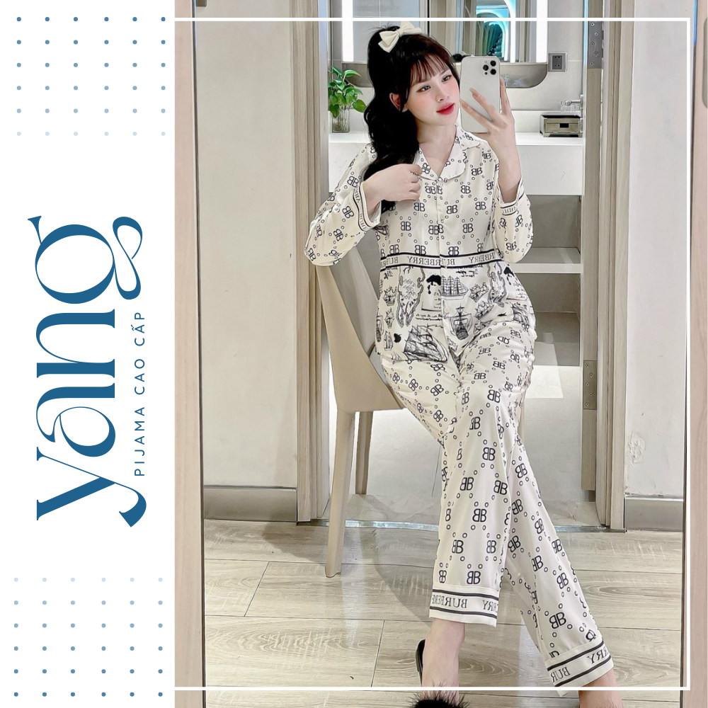 Bộ mặc nhà lụa Sam Luxury Homewear cao cấp TDBB, họa tiết đáng yêu, chất lụa luxury mềm mịn thoáng mát - Yang Pijama Đồ bộ lụa nữ cao cấp