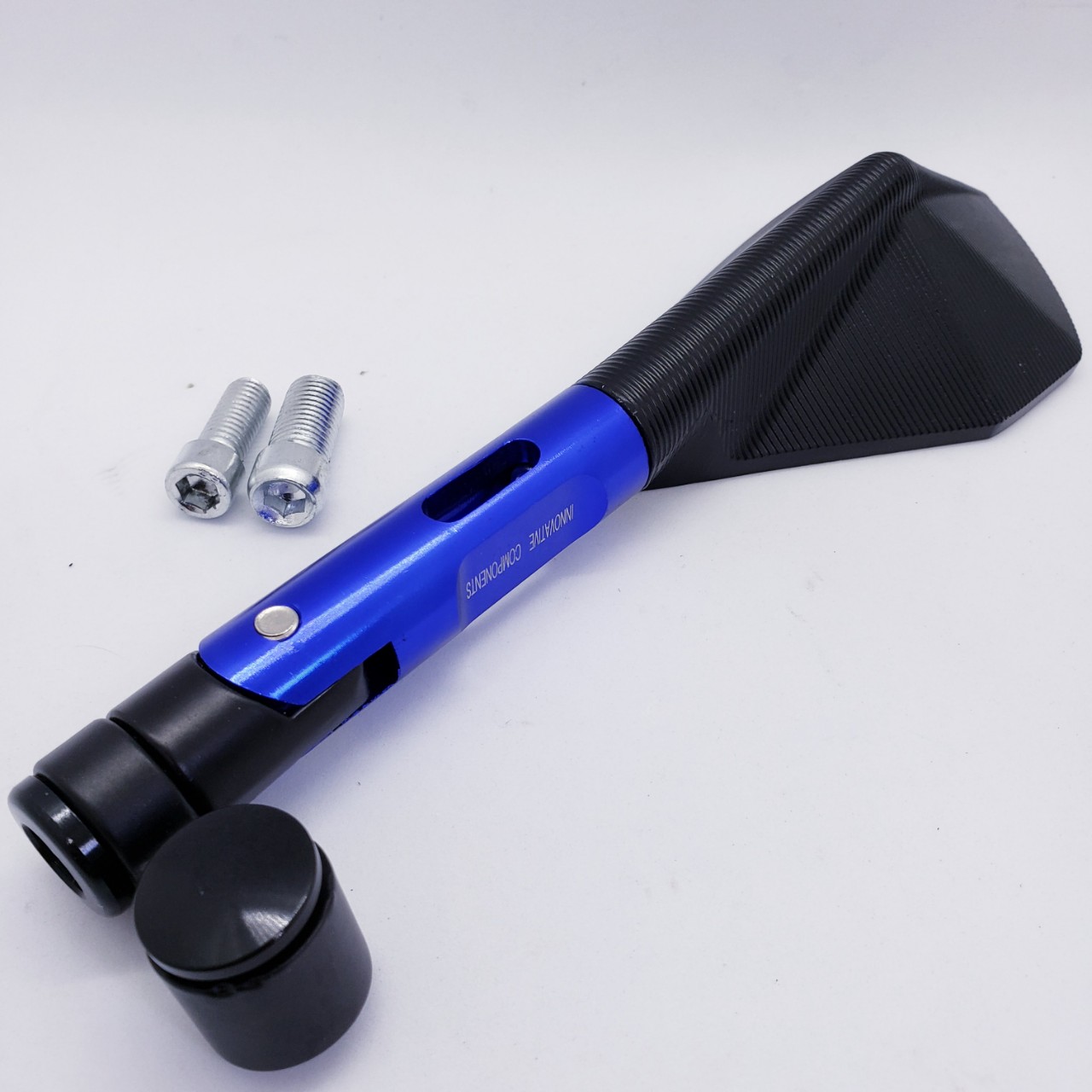 Gương chiếu hậu rizoma 5 cạnh xe máy, kiếng xe máy nhập khẩu cao cấp gắn bên trái, đồ chơi kiểng xe máy, màu xanh, XEHAY 68