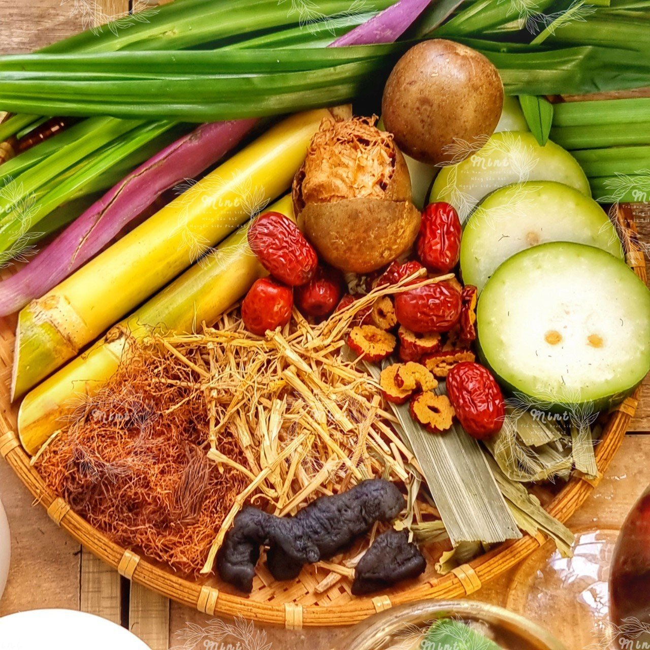 Set nguyên liệu nấu nước sâm đầy đủ & nguyên liệu nấu: sâm bông cúc - sâm bí đao - sâm bổ lượng