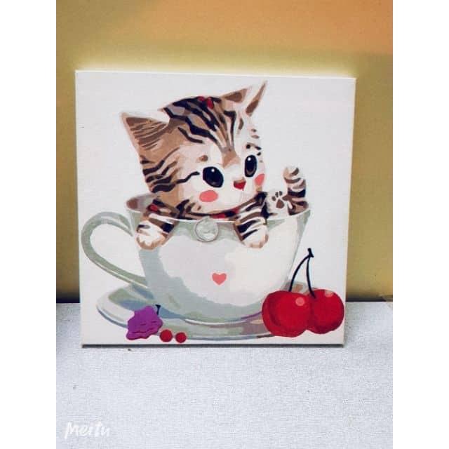 ∈¤ Tranh sơn dầu số hóa tự tô màu theo số - Bộ sưu tập tranh mèo con cute dễ thương Tranh hoạt hình thú cưng