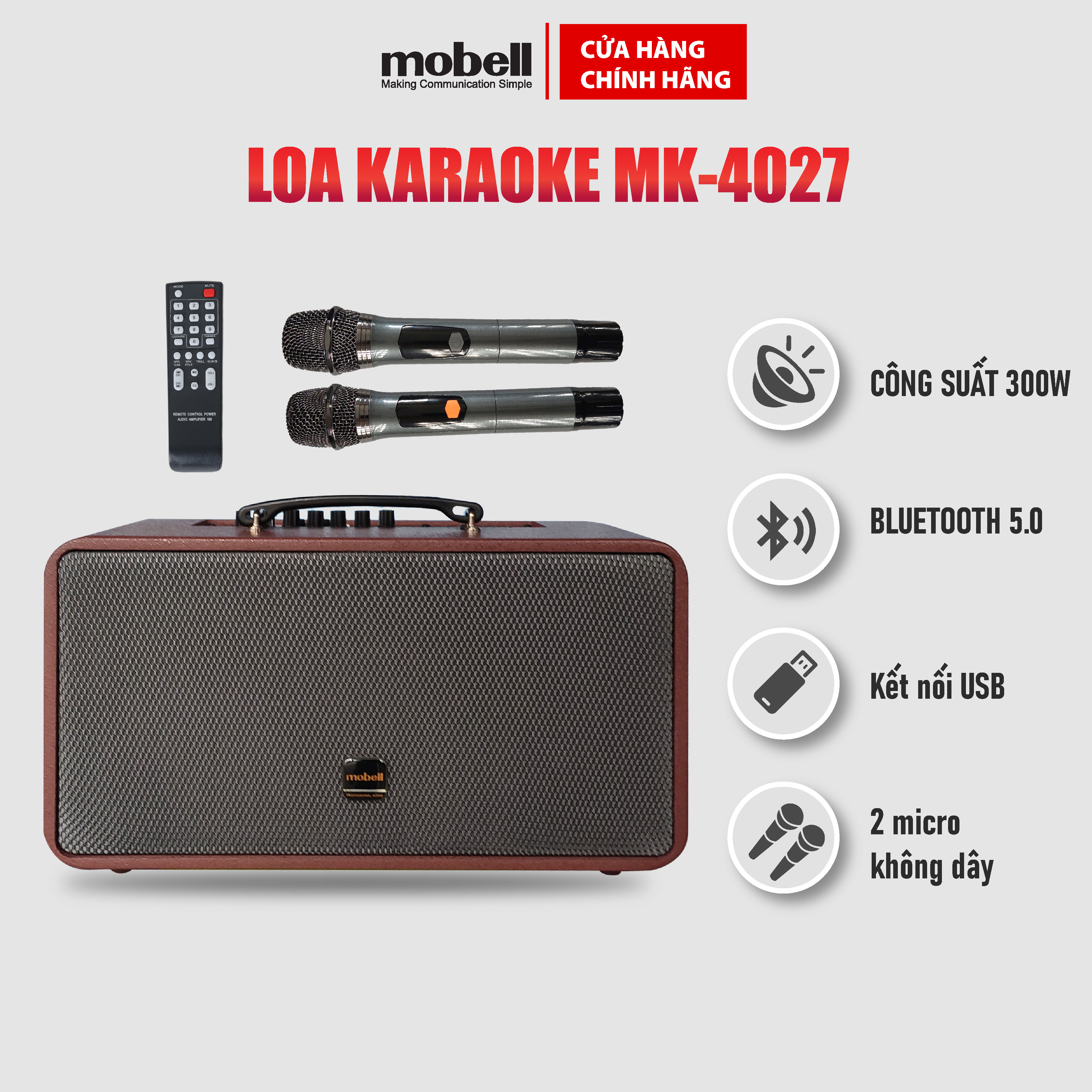 Loa kéo Karaoke mobell Model MK-4027-OL kết nối bluetooth,công suất 300W