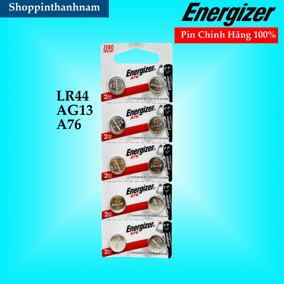 Vỉ 10 viên pin lr44 energizer ag13 a76 chính hãng dung lượng cao thay máy tính casio