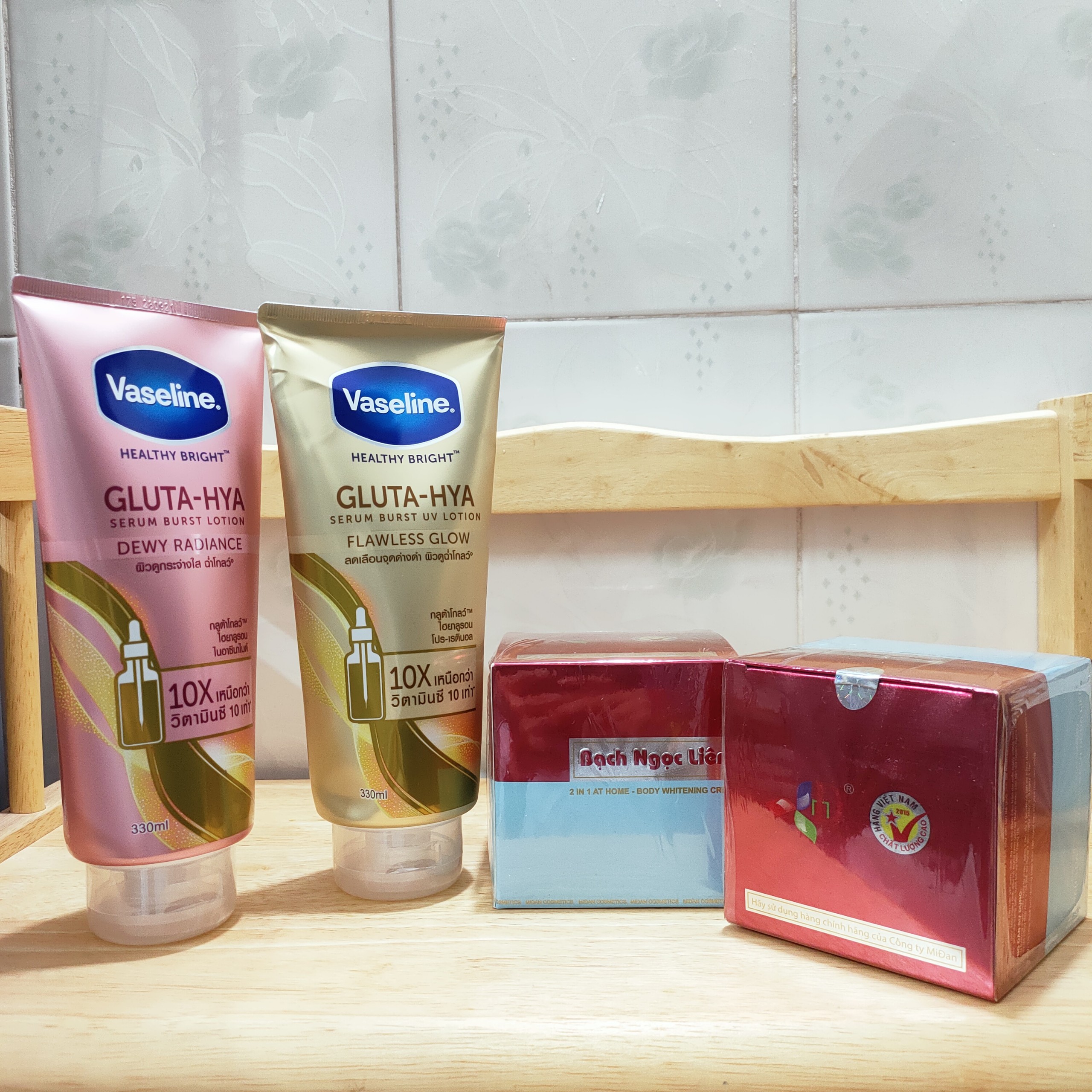 Combo kem body Bạch Ngọc Liên 90g và Vaseline Thái Lan 330ml Giúp dưỡng da trắng sáng (Chính Hãng)