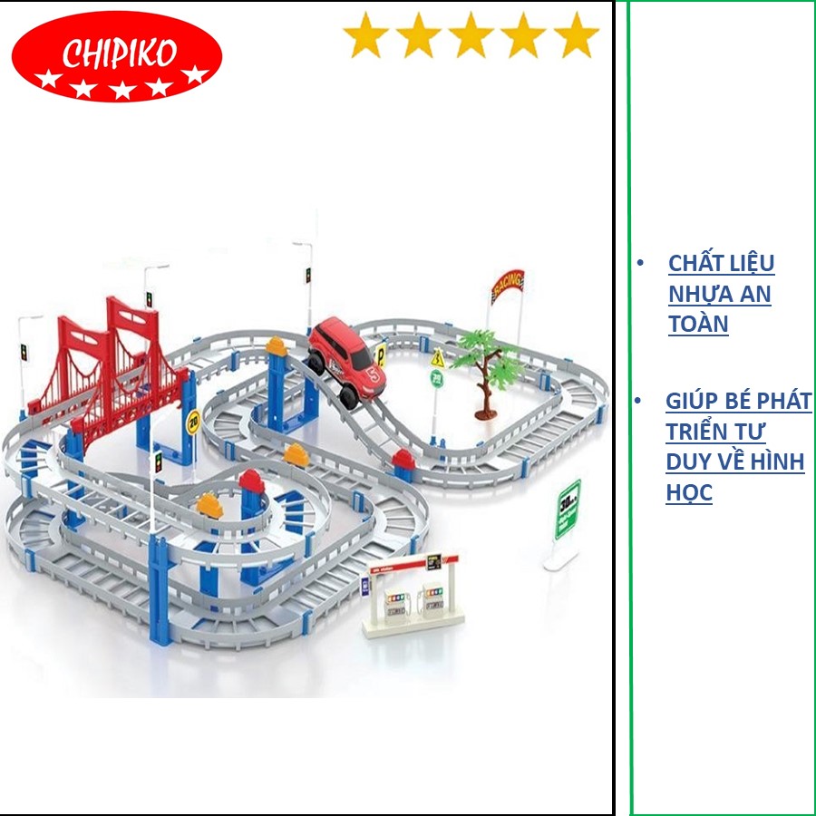 Bộ lắp ráp đường ray ô tô 88 chi tiết - đồ chơi đường đua ô tô tàu lượn 88 chi tiết