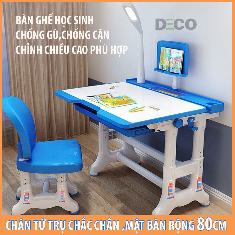 Bàn học sinh thông minh chống gù chống cận cho học sinh kích thước lớn B05 52 x 80cm - Tặng kèm đèn LED cảm ứng chống cận