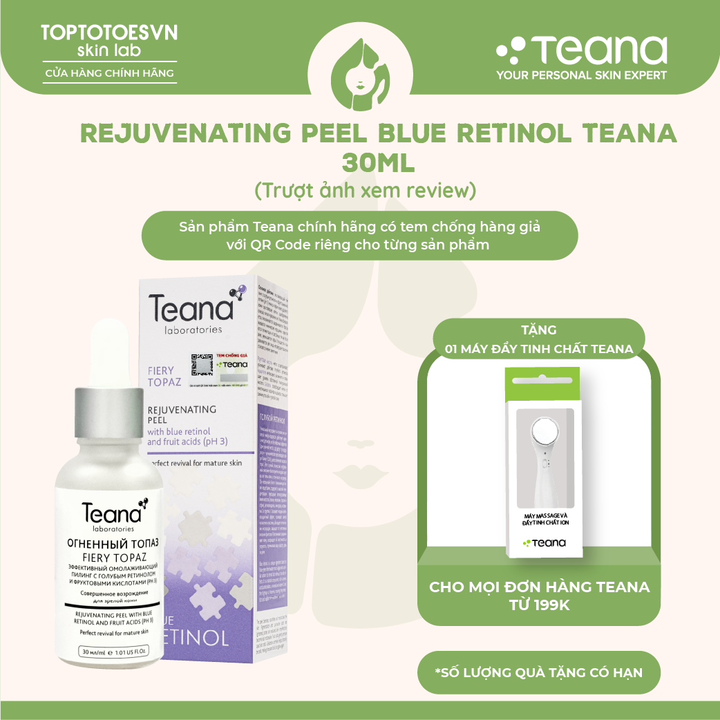 Tẩy da chết hoá học Teana Blue Retinol Fiery Topaz Rejuvenating Peel cho da căng bóng láng mướt giảm mụn