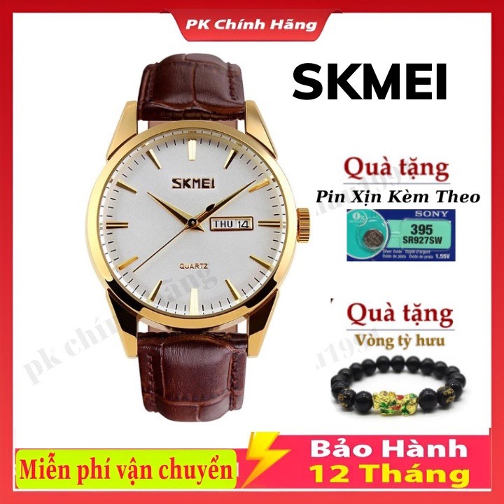 Đồng hồ nam dây da SKMIE,Doanh nhân Đồng hồ thạch anh Thời trang mới Dây da không thấm nước,Bảo hành 12 Tháng