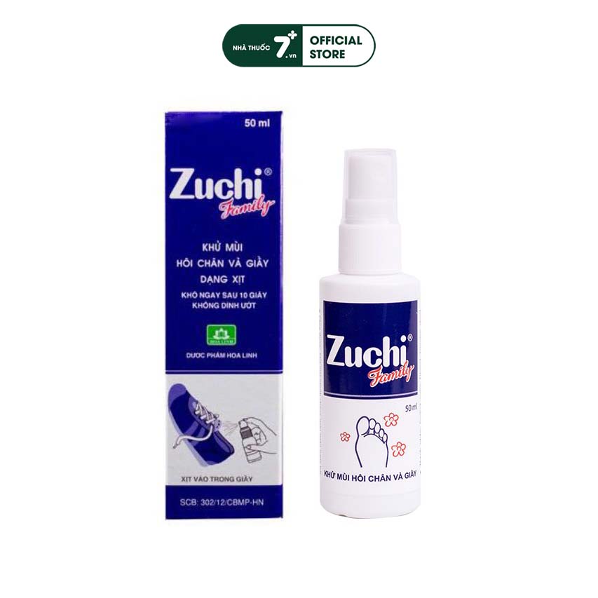 Chai xịt khử mùi hôi chân và giày, Zuchi Hoa Linh chai 50ml