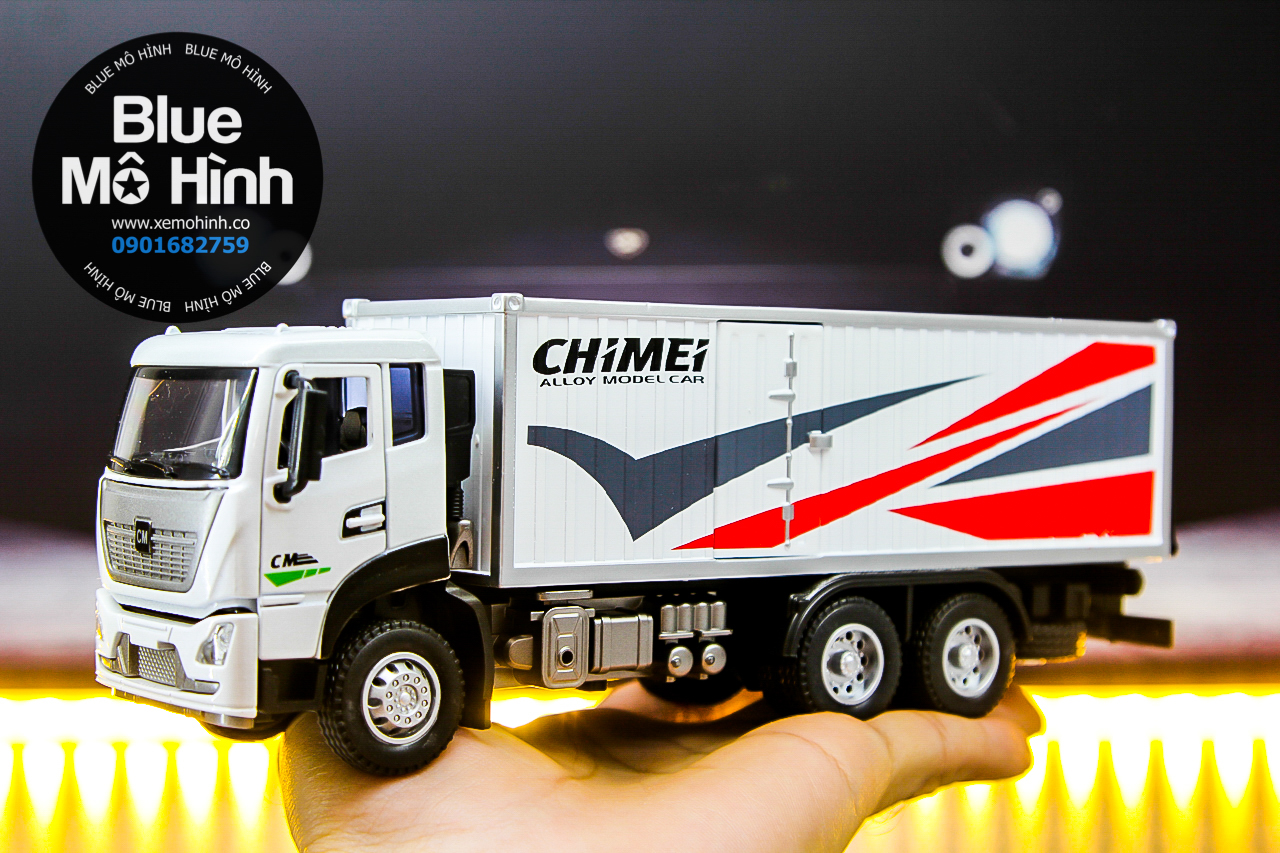 Blue mô hình | Xe mô hình xe tải container thùng kim loại 1:50