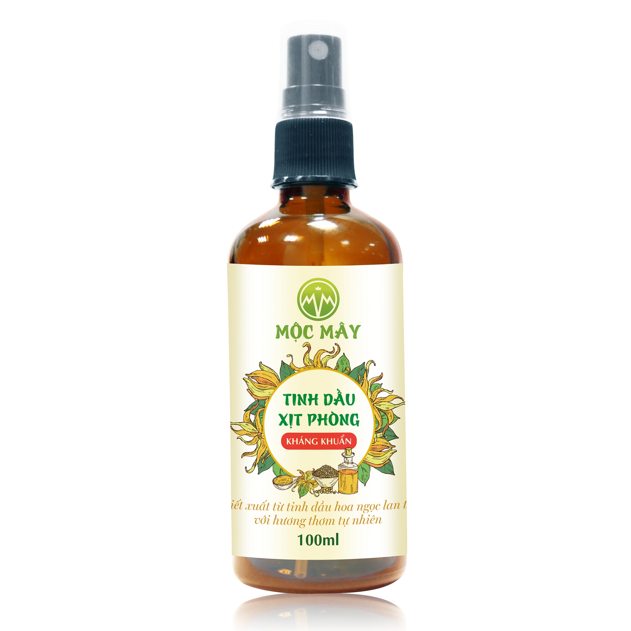 Tinh dầu xịt phòng kháng khuẩn 100ml từ thiên nhiên Oải hương/ Bạc hà/ sả chanh/ Quế/ Hoa Lài/ hoa hồng/ bưởi/ Cam ngọt/ gừng/ Quýt