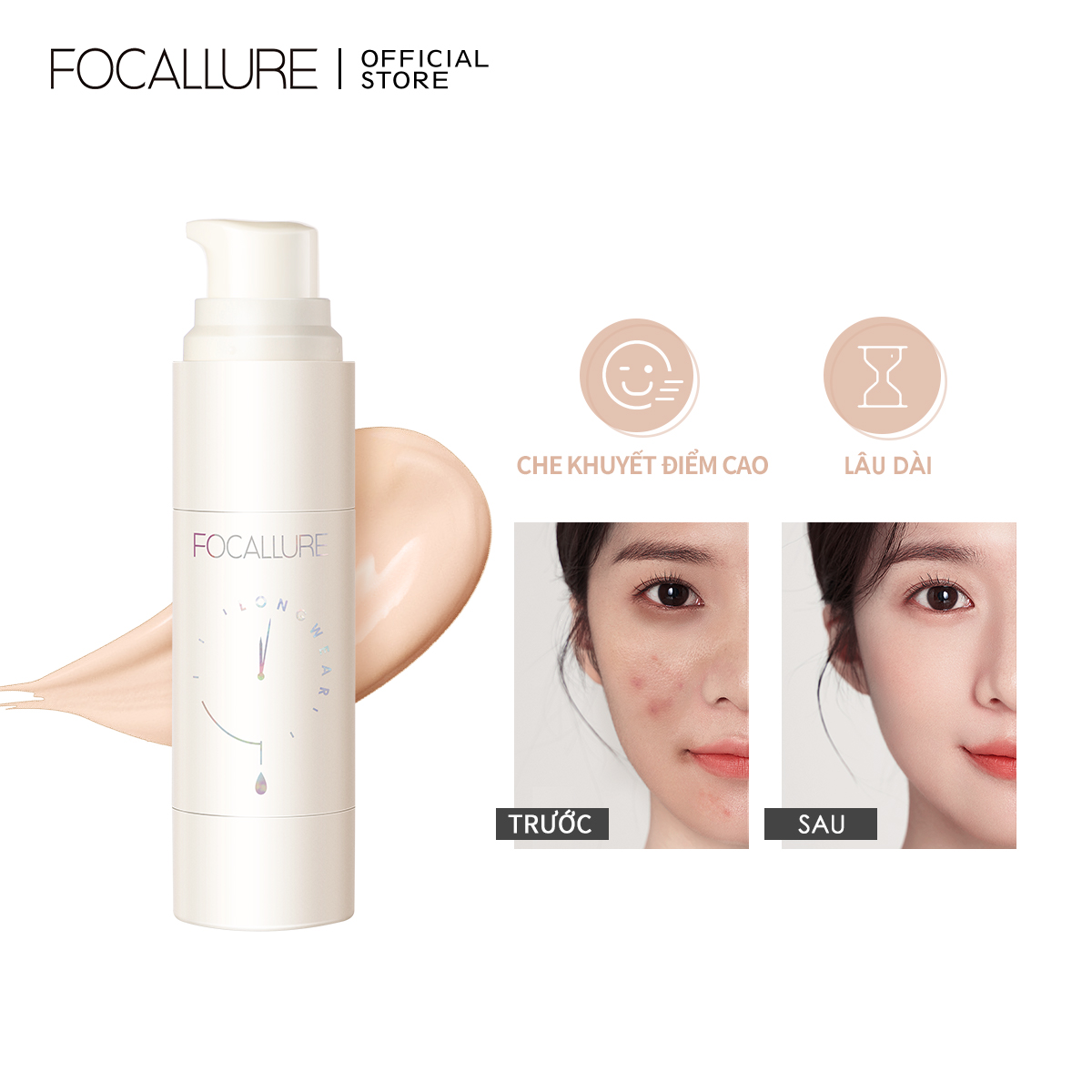 Kem nền FOCALLURE chống thấm nước lâu trôi chăm sóc da toàn diện