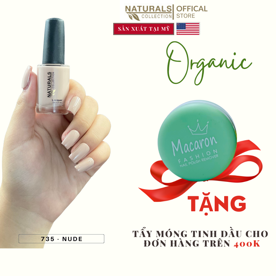 Sơn dưỡng thành phần hữu cơ phục hồi móng yếu, hư tổn USA NATURALS COLLECTION màu nude hồng phớt - 7.5ml - 735