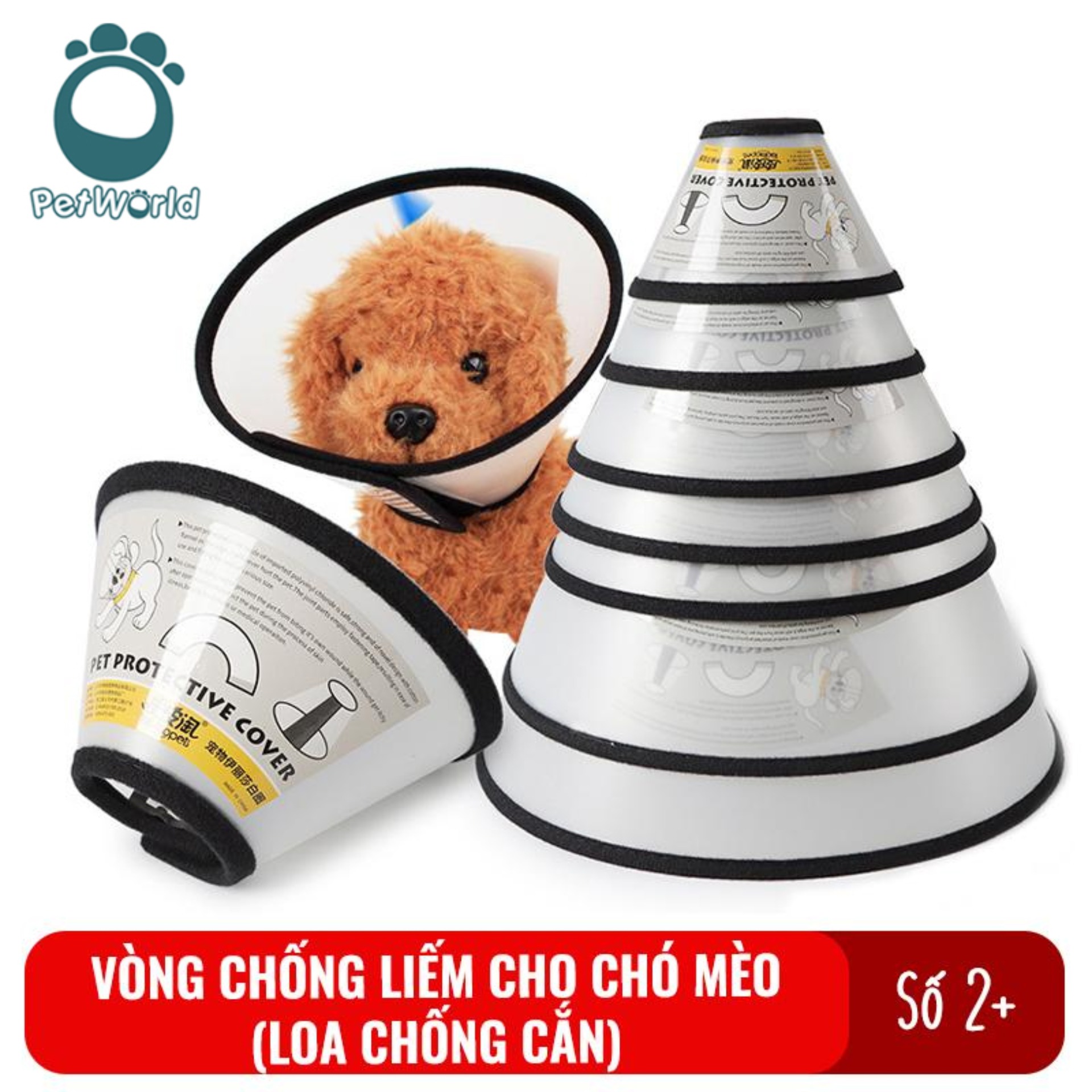 Vòng chống liếm, loa đeo cổ cho chó mèo Kún Miu Số 1 vòng cổ 40-46cm