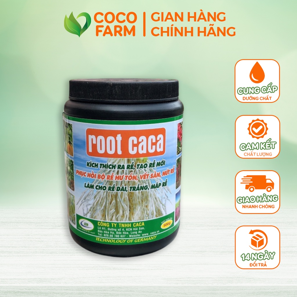 Phân bón root caca kích thích ra rễ tạo rễ mới phục hồi bộ rễ tổn thương & làm cho rễ dài trắng mập 500g